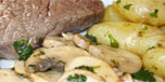 Biff med champinjoner och myntapotatis